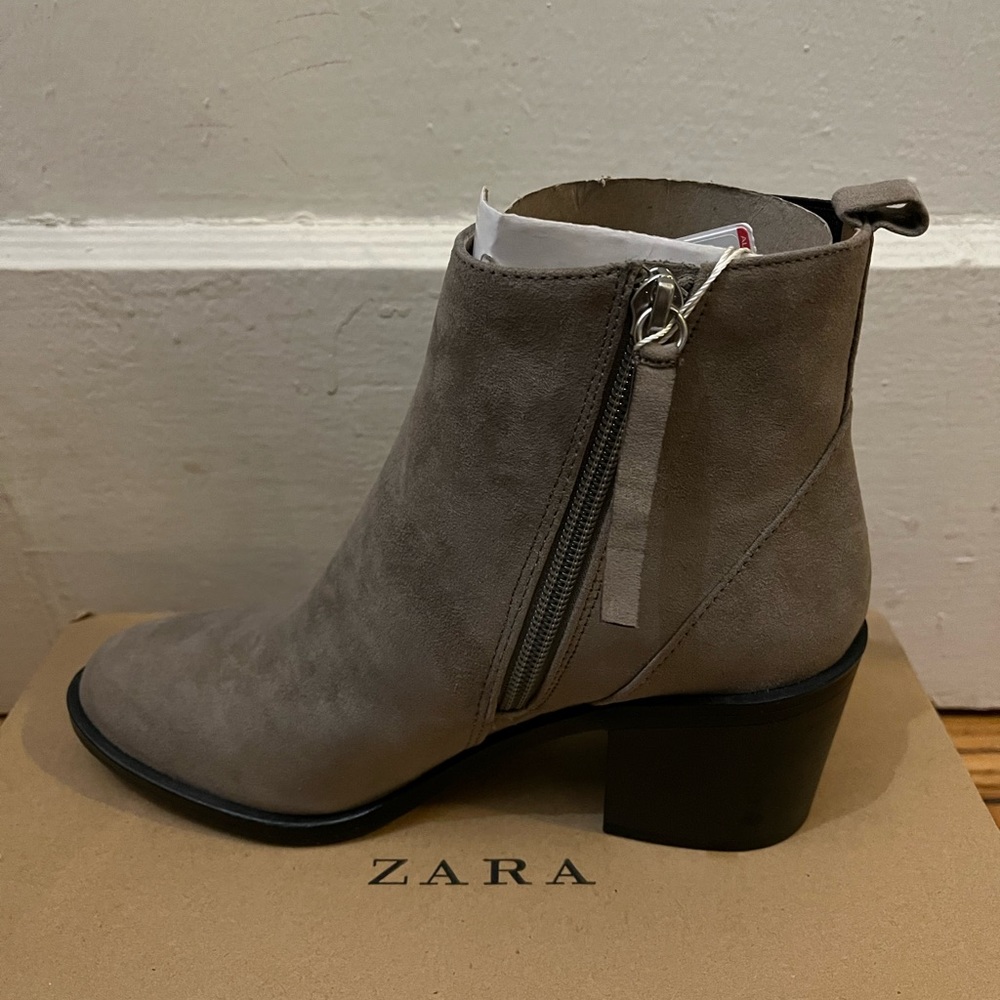 Zara Taupe Faux Suede Boot